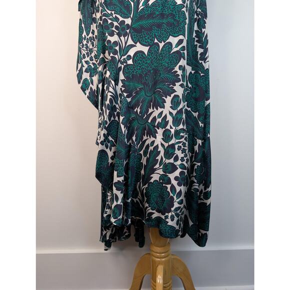 J Crew Collection Dress Womens 6 Green Navy Floral One Shoulder Midi BK996 - Picture 5 of 16